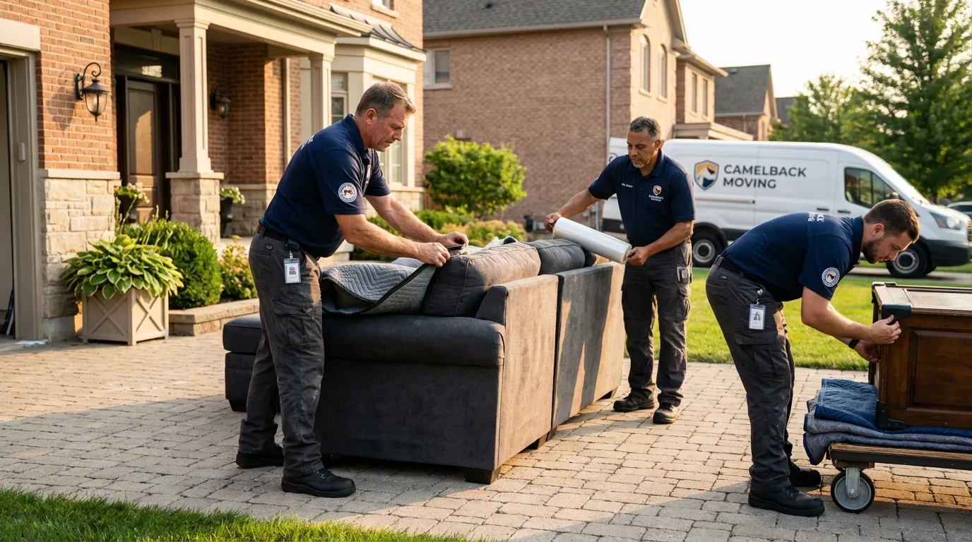 Large estate moving crew wrapping furniture in Campti, LA