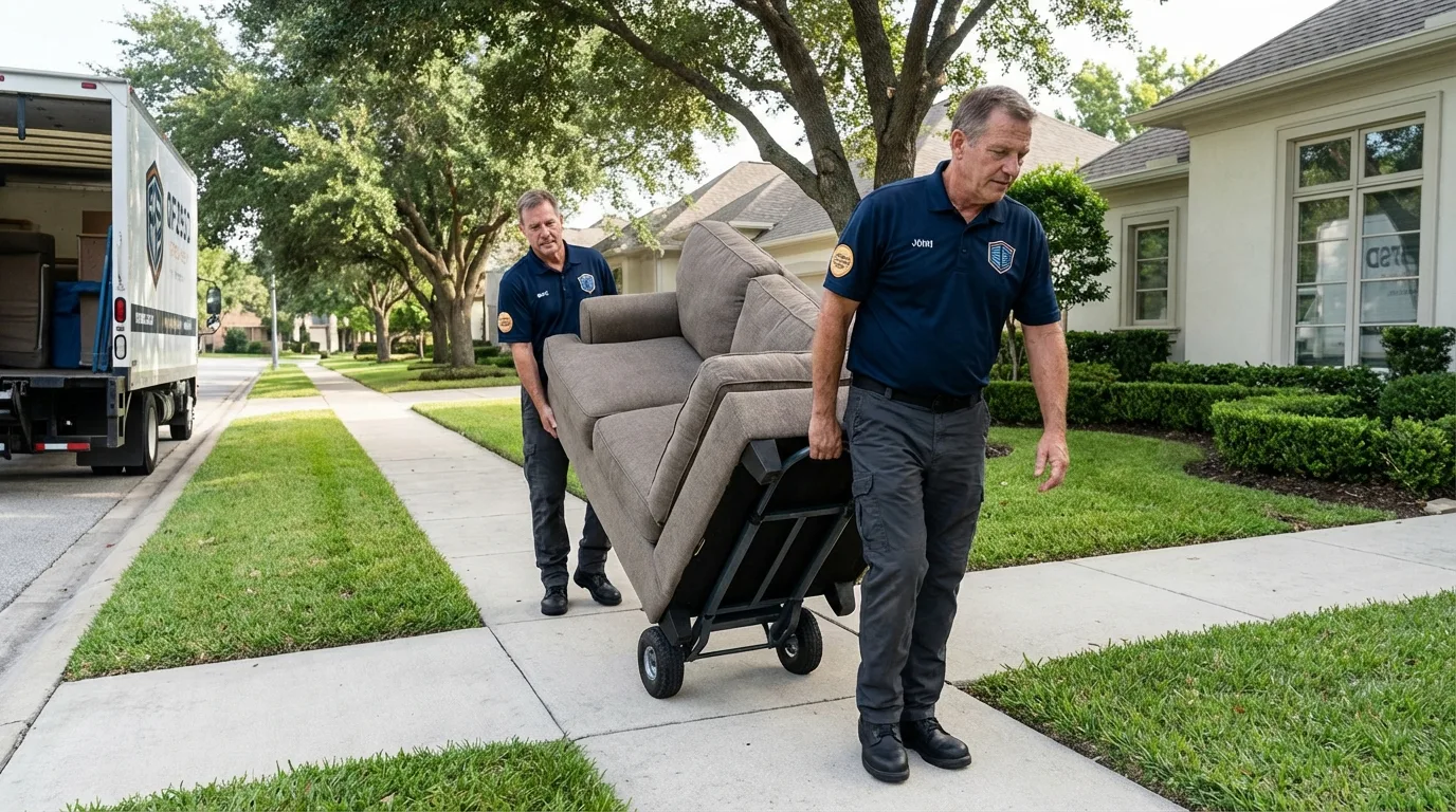 Local residential moving crew loading furniture in Campti, LA